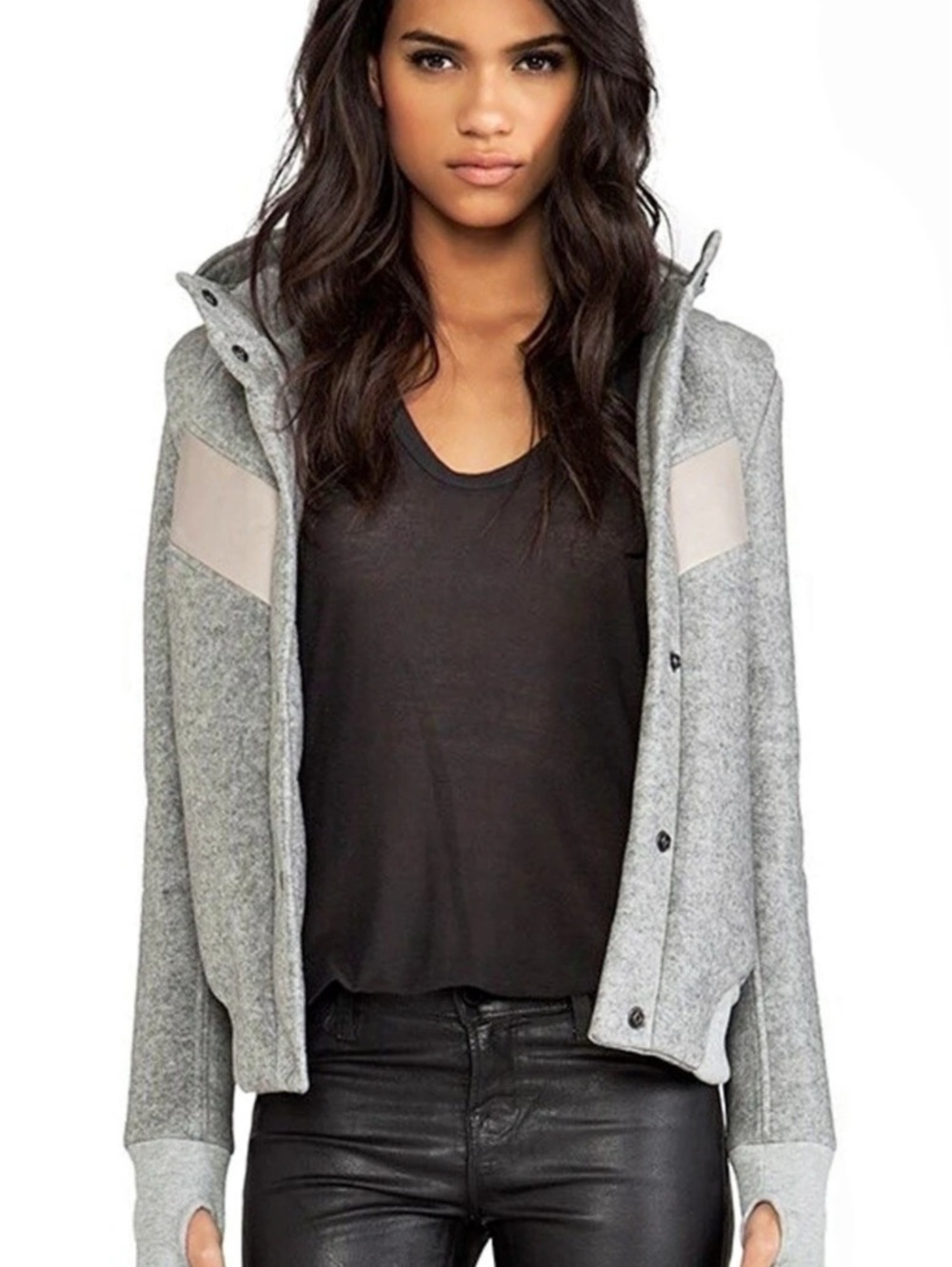 Francis Leon Wind Warrior Color Block Hooded Jacket in Gray Like New Revolve